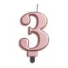 Metallisk Rosegold Talformet Kagelys 7 cm - 3 Tal