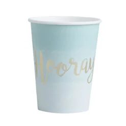 Mintgrønne Ombré Pap Kopper "Hooray!", 8 stk.