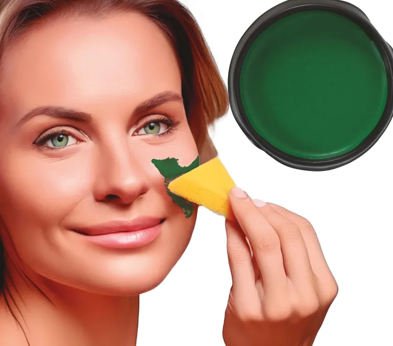 Mørkegrøn Makeup med Svamp, 9 gr