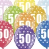 Multifarvet Fødselsdagsballoner - 50 År (30cm.)