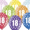 Multifarvet Fødselsdagsballoner - 18 År (30cm.)