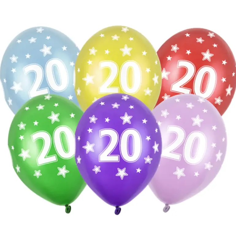 Multifarvet Fødselsdagsballoner - 20 År (30cm.)