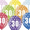 Multifarvet Fødselsdagsballoner - 30 År (30cm.)
