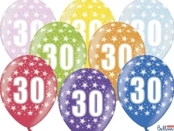 Multifarvet Fødselsdagsballoner - 30 År (30cm.)
