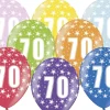 Multifarvet Fødselsdagsballoner - 70 År (30cm.)