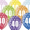 Multifarvet Fødselsdagsballoner - 40 År (30cm.)