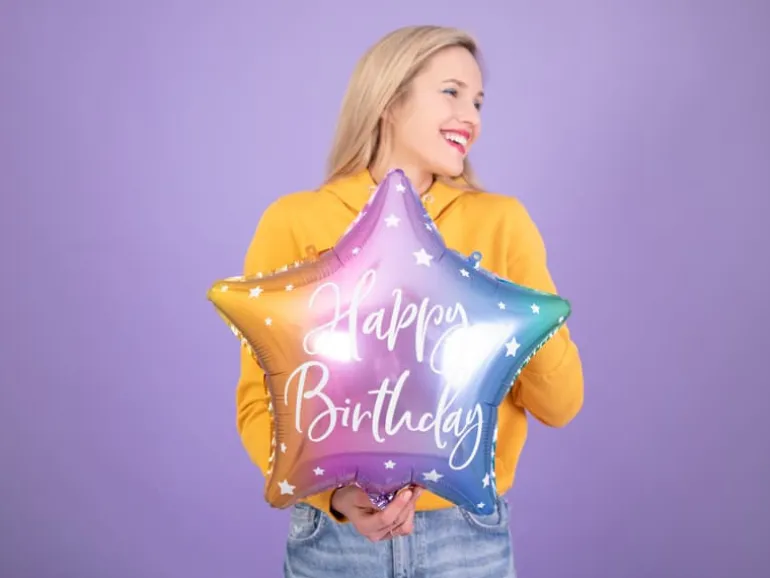 Multifarvet "Happy Birthday" Folieballon, 40 cm