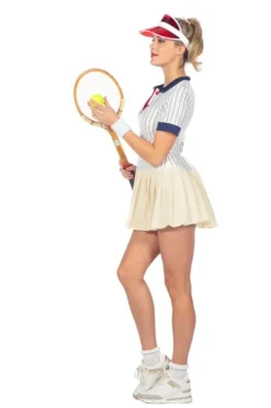 Nålestribet Tennis Kjole m/Plisseret Skørt