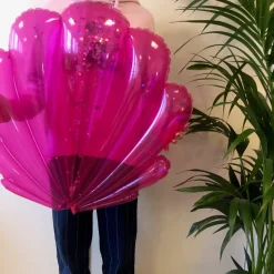 Oppustelig Pink Muslingeskal m/Glimmer
