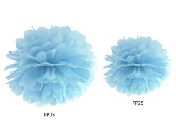 Papir pompom 25cm - baby lyseblå