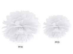 Papir pompom 35cm - hvid
