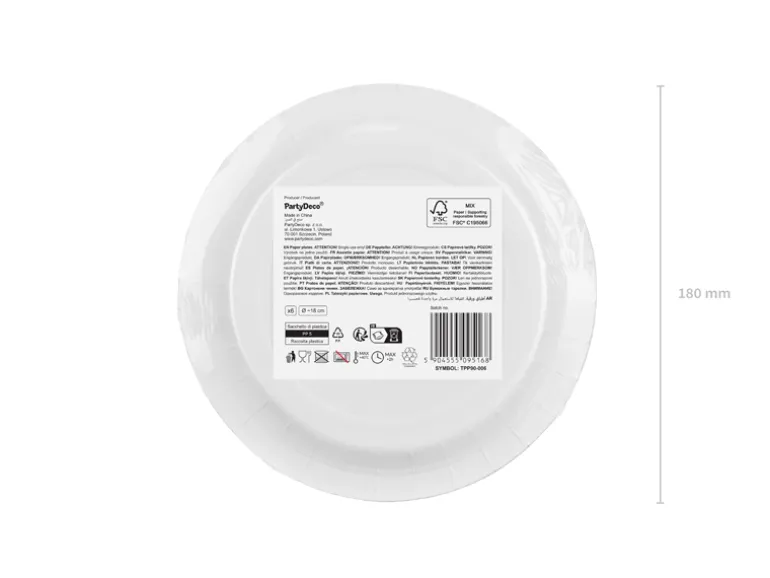 Paptallerkener Mørkrosa 18 cm (6 stk.)