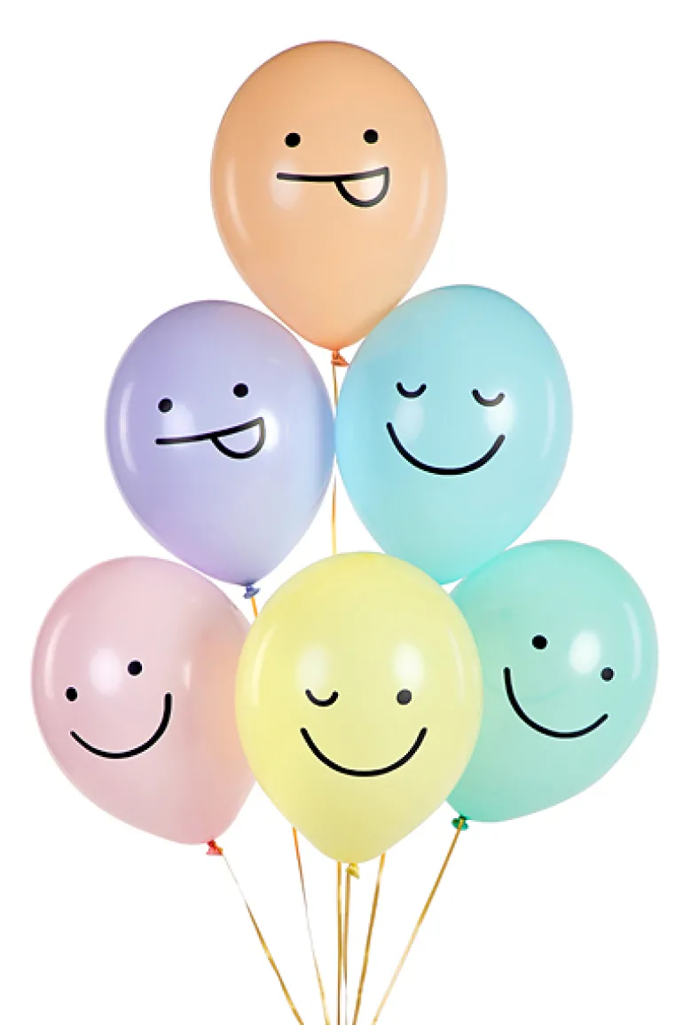 Pastel Ballonhoveder, 6 stk.