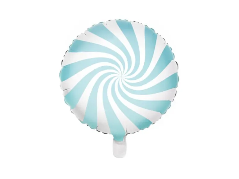 Pastel Folieballon - Bolsjestribet Lyseblå, 45cm