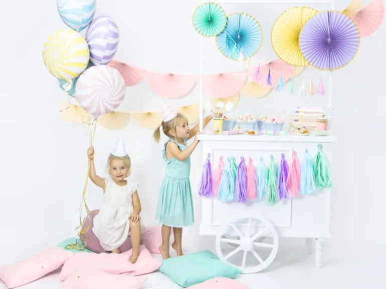 Pastel Folieballon - Bolsjestribet Lyseblå, 45cm