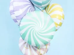 Pastel Folieballon - Bolsjestribet Mintgrøn, 45cm