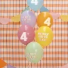 Pastel 4 Års Fødselsdagsballoner, 6 stk.