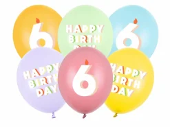Pastel 6 Års Fødselsdagsballoner, 6 stk.