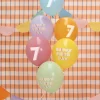 Pastel 7 Års Fødselsdagsballoner, 6 stk.