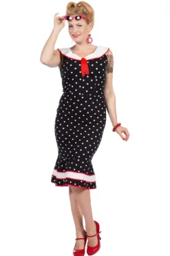 Polkaprikket Olivia Kjole - Slimfit Sailor Dress