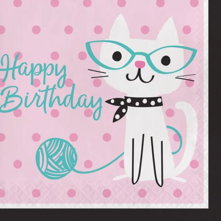 Purrfect Cat Party HBD Frokostservietter, 16 stk.