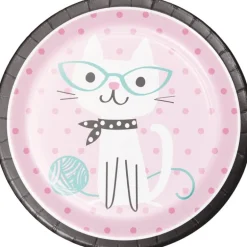 Purrfect Cat Party Runde Middagstallerkner, 8 stk.