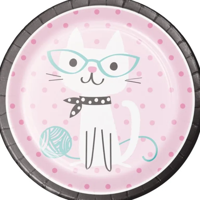 Purrfect Cat Party Runde Middagstallerkner, 8 stk.