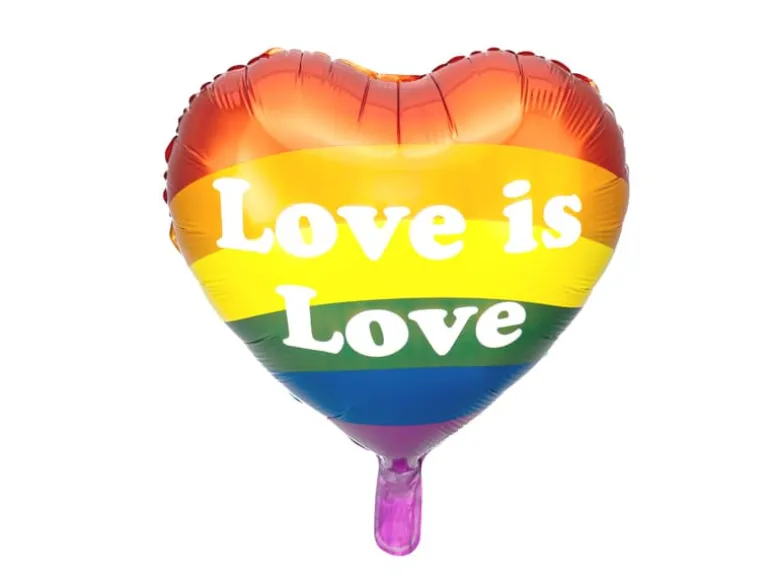 Rainbow "Love is Love" Hjerte Ballon, 35 cm