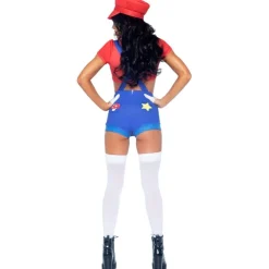 Rød Gamer Babe Kostume ala Mario
