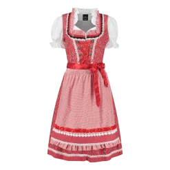 Rød Luksus Dirndl i 3 dele m/Løs Skjorte