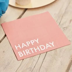Rød/Orange "Happy Birthday" Servietter, 16 stk.