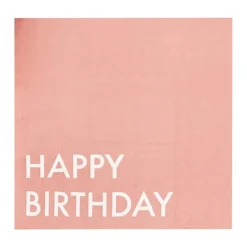 Rød/Orange "Happy Birthday" Servietter, 16 stk.