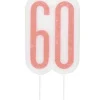 60 År Kagelys - Happy BDAY Rosegold Glitz