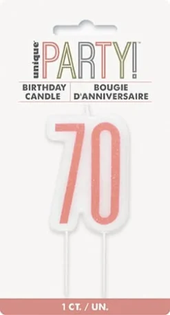 70 År Kagelys - Happy BDAY Rosegold Glitz