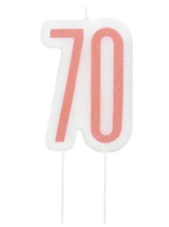 70 År Kagelys - Happy BDAY Rosegold Glitz