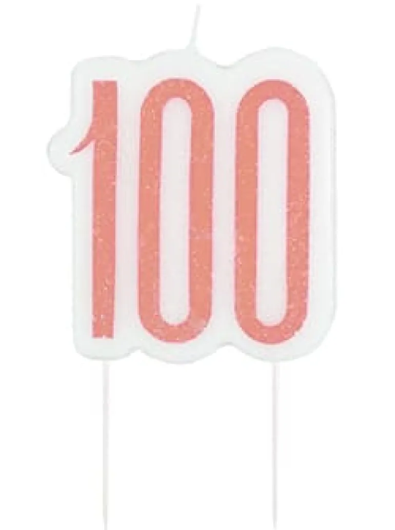 100 År Kagelys - Happy BDAY Rosegold Glitz