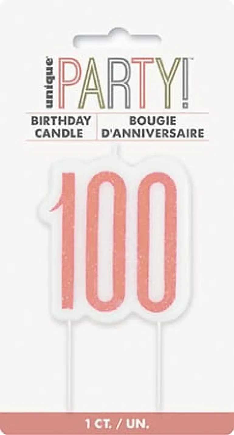 100 År Kagelys - Happy BDAY Rosegold Glitz