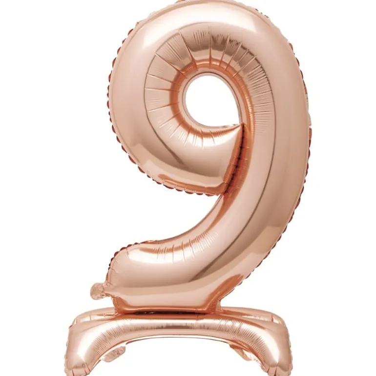 Rosegold Folie "9" Tal Ballon på Fødder t/Luft