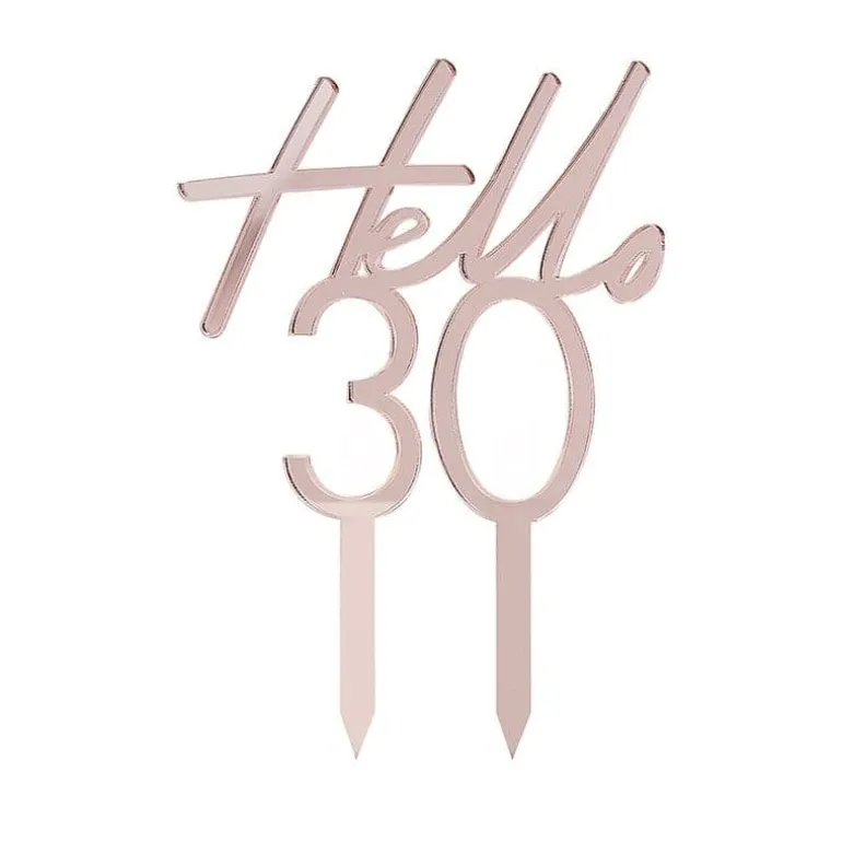 Rosegold "Hello 30" Akryl Kagetopper