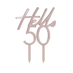 Rosegold "Hello 50" Akryl Kagetopper