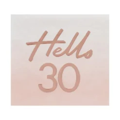 Rosegold "Hello 30" Frokostservietter, 16 stk.