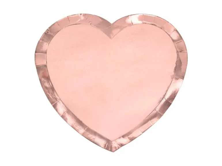 Rosegold Hjerte Formet Middagstallerkner, 6 stk.