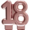 Rosegold Kagelys - Fødselsdagslys 18 År