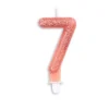 Rosegold Talformet Kagelys m/Glitter 7 cm - 7 Tal