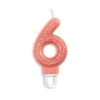 Rosegold Talformet Kagelys m/Glitter 7 cm - 6 Tal