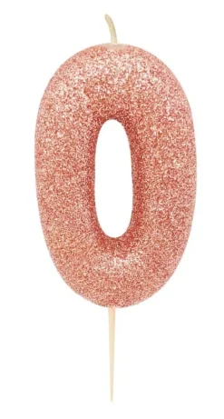 Rosegold Tal Kagelys m/Glitter 6.5 cm - 0 Tal