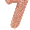 Rosegold Tal Kagelys m/Glitter 6.5 cm - 7 Tal