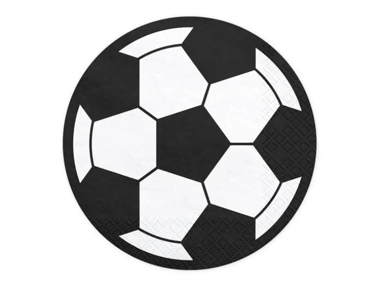 Runde Sort/Hvid-Ternet Fodbold Servietter, 20 stk.