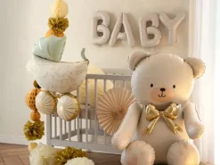 Siddende Bamse Ballon - Cremefarvet