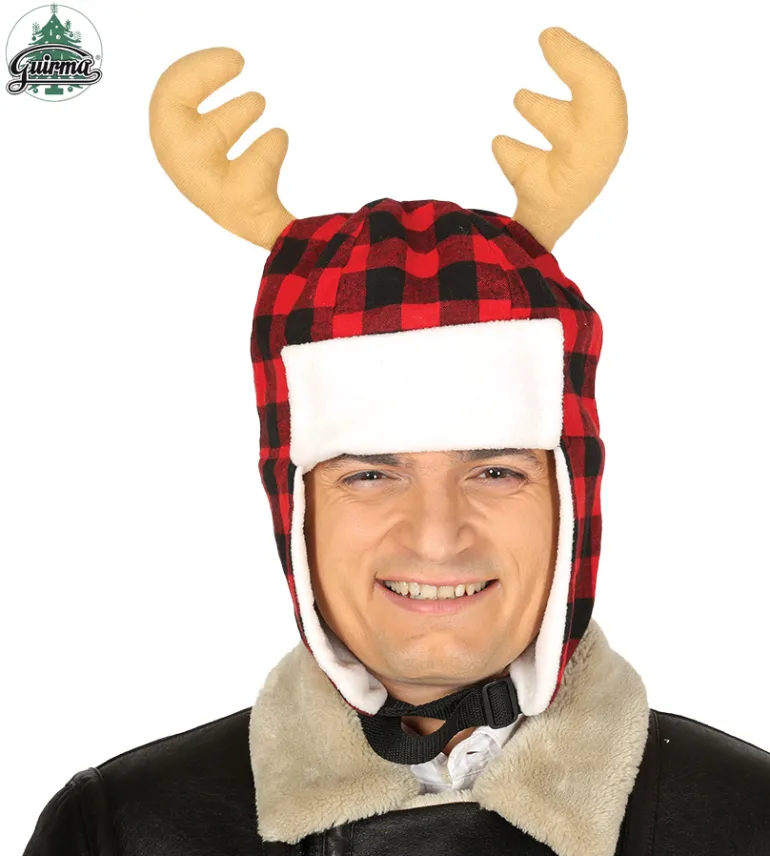 Skotskternet Hat m/Rensdyr Horn